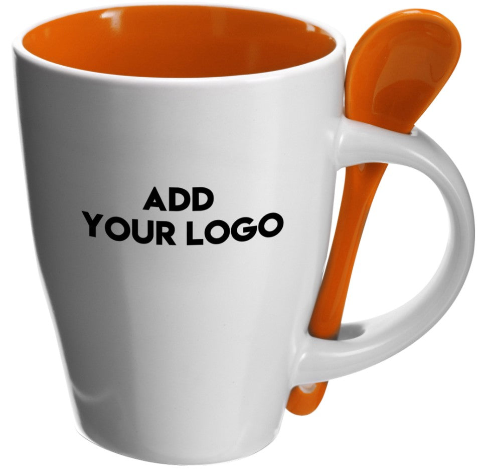 300ml Logo Emblazoned Mugs With Spoons