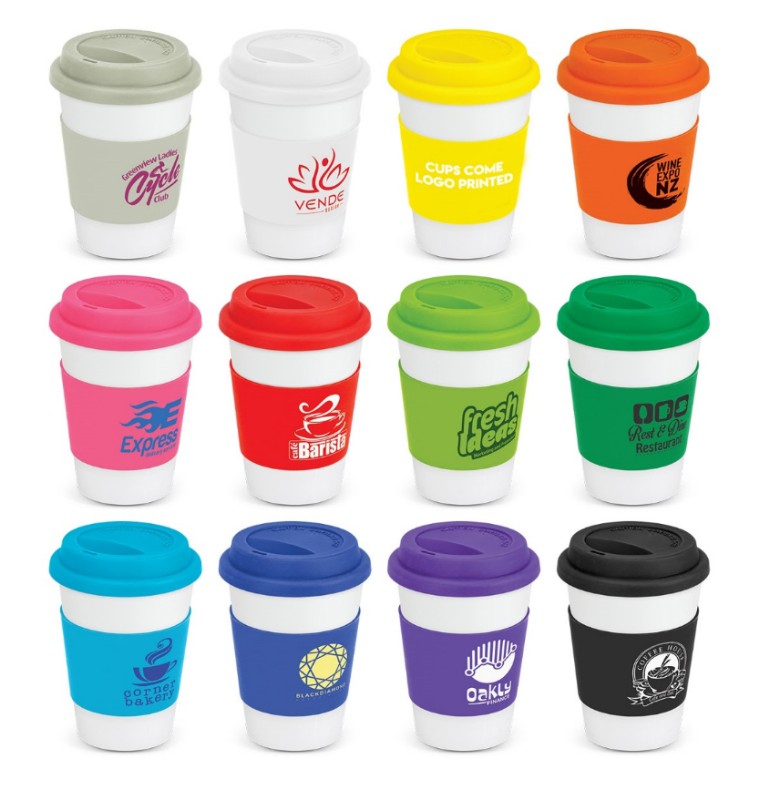 Ceramic Mugs With Silicone Logo Bands