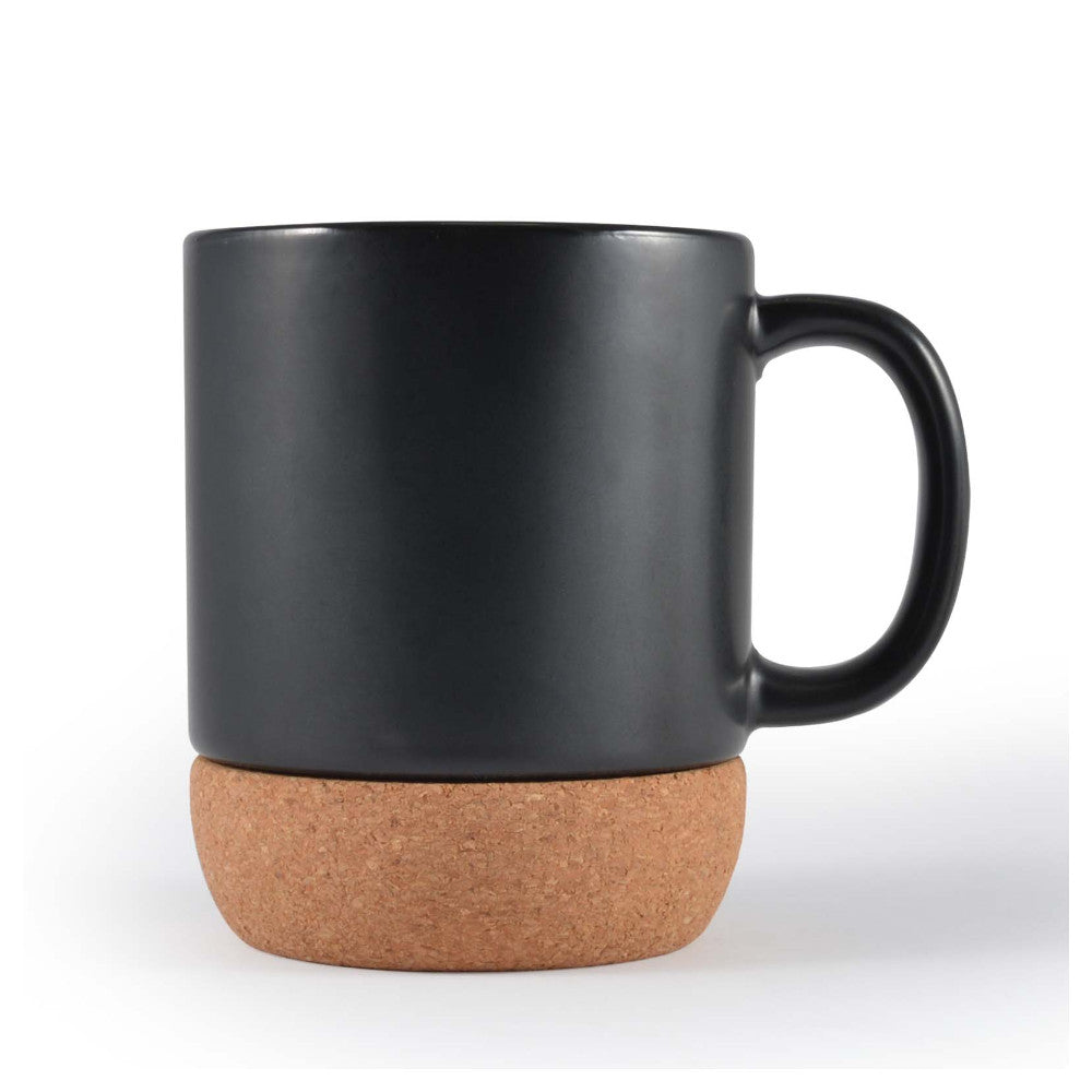 Logo Branded Cork Base Ceramic Mugs Black