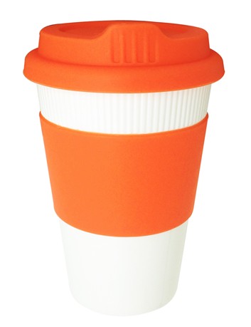 Tall Printed Takeaway Coffee Cup Orange