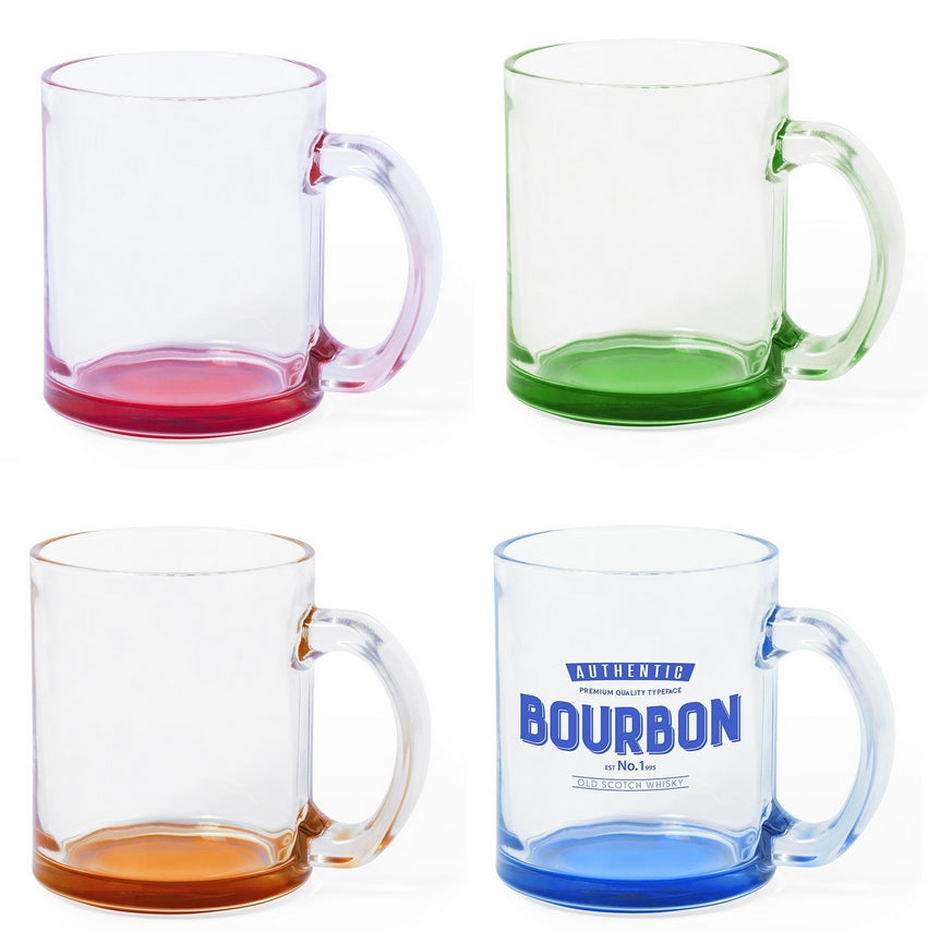 Tinted Glass Mugs With Logo Printing All Colours